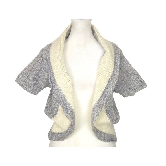 Anthropologie SLEEPING ON SNOW Utopia Short Sleeve Sweater Sz S Gray White 61-10 - Picture 1 of 9